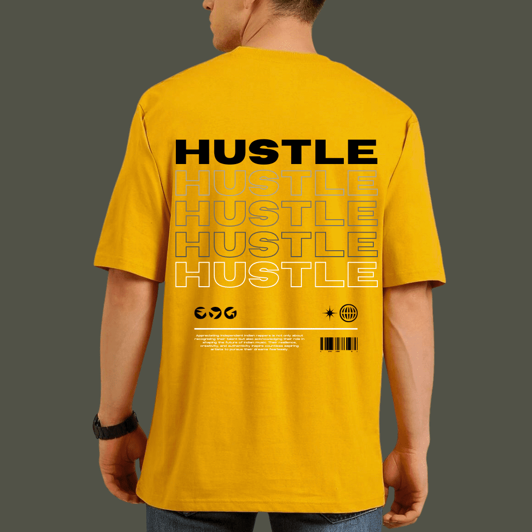 Hustle Oversized Tshirt - Glitch Stores India