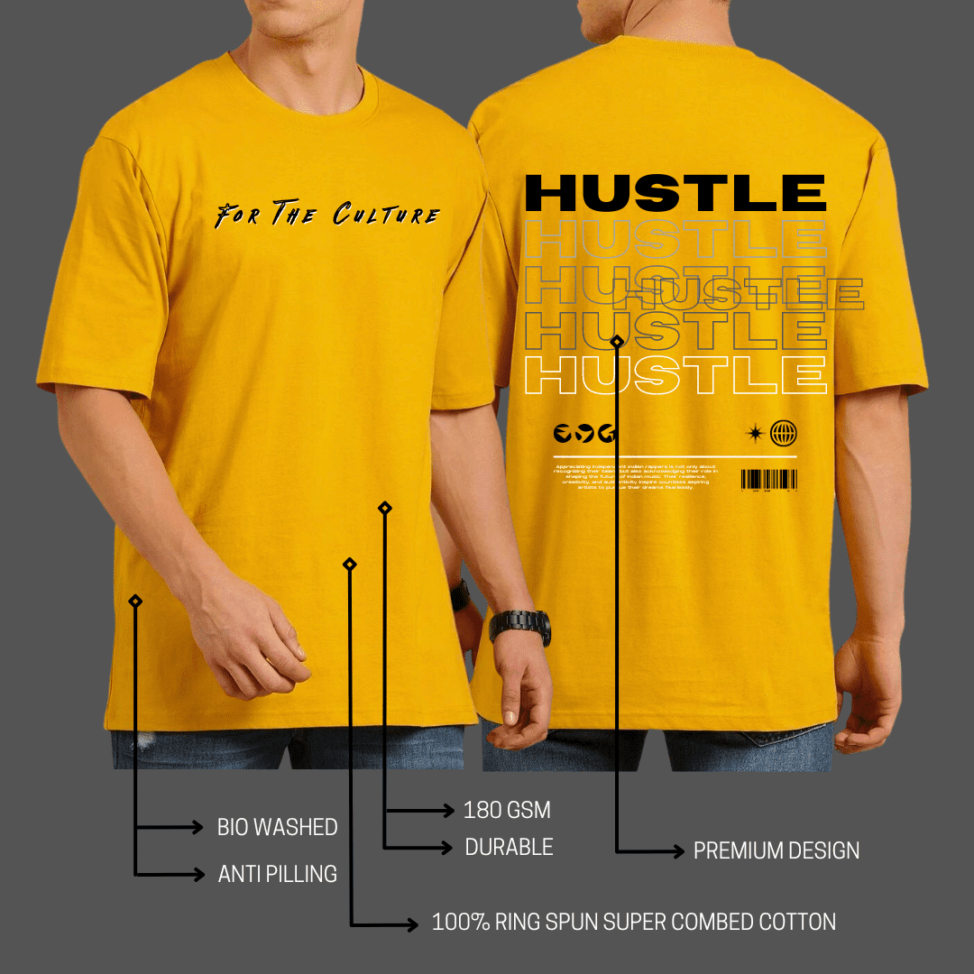 Hustle Oversized Tshirt - Glitch Stores India